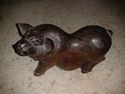 Wood pig statue