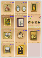 1:12 or 1/24 scale dollhouse miniature framed wall paintings 